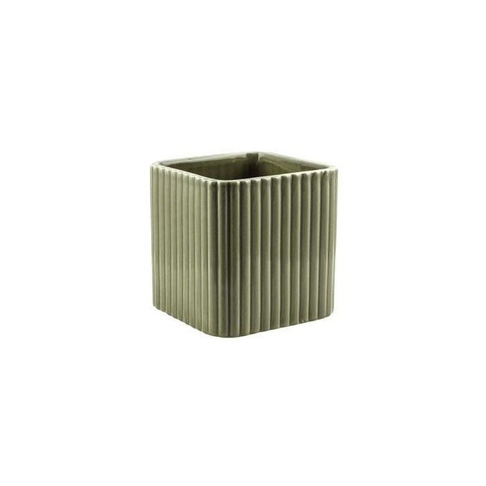 CUBO RIGATO CERAMICA VERDE H.11.5